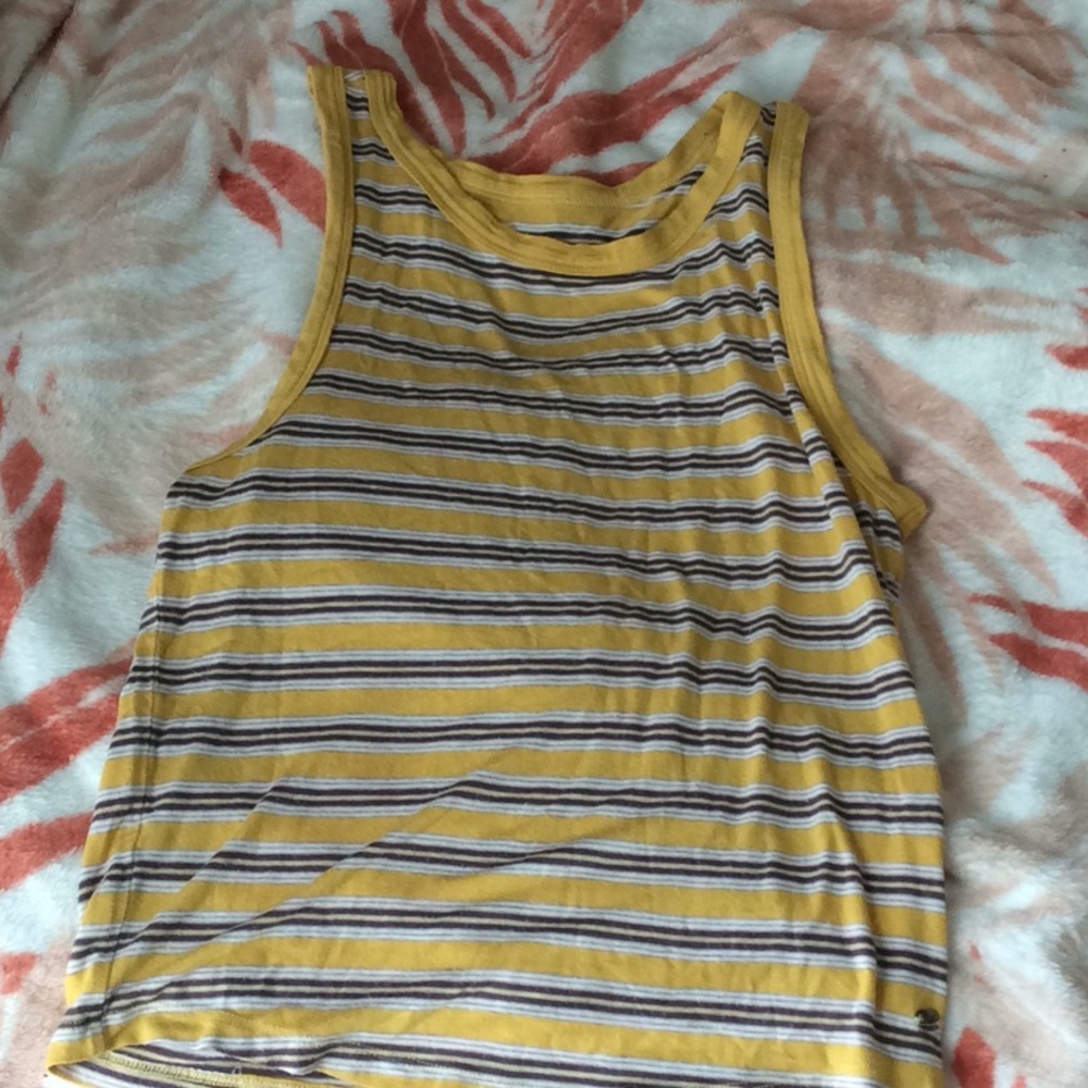Yellow and brown striped American tank top